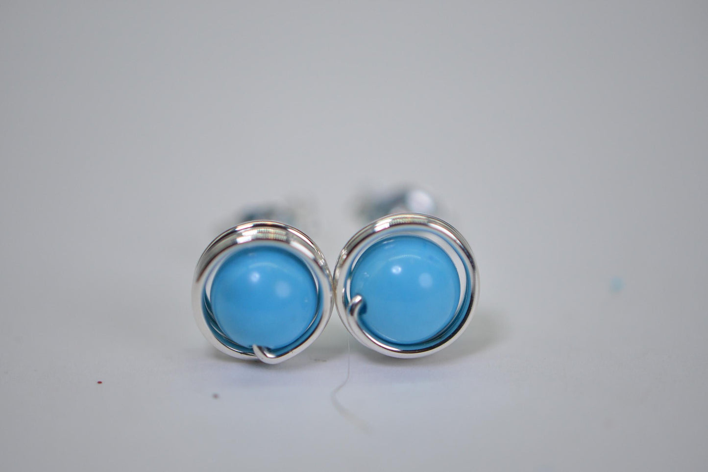 Sleeping Beauty Turquoise Stud Earrings, 14k Gold Filled
