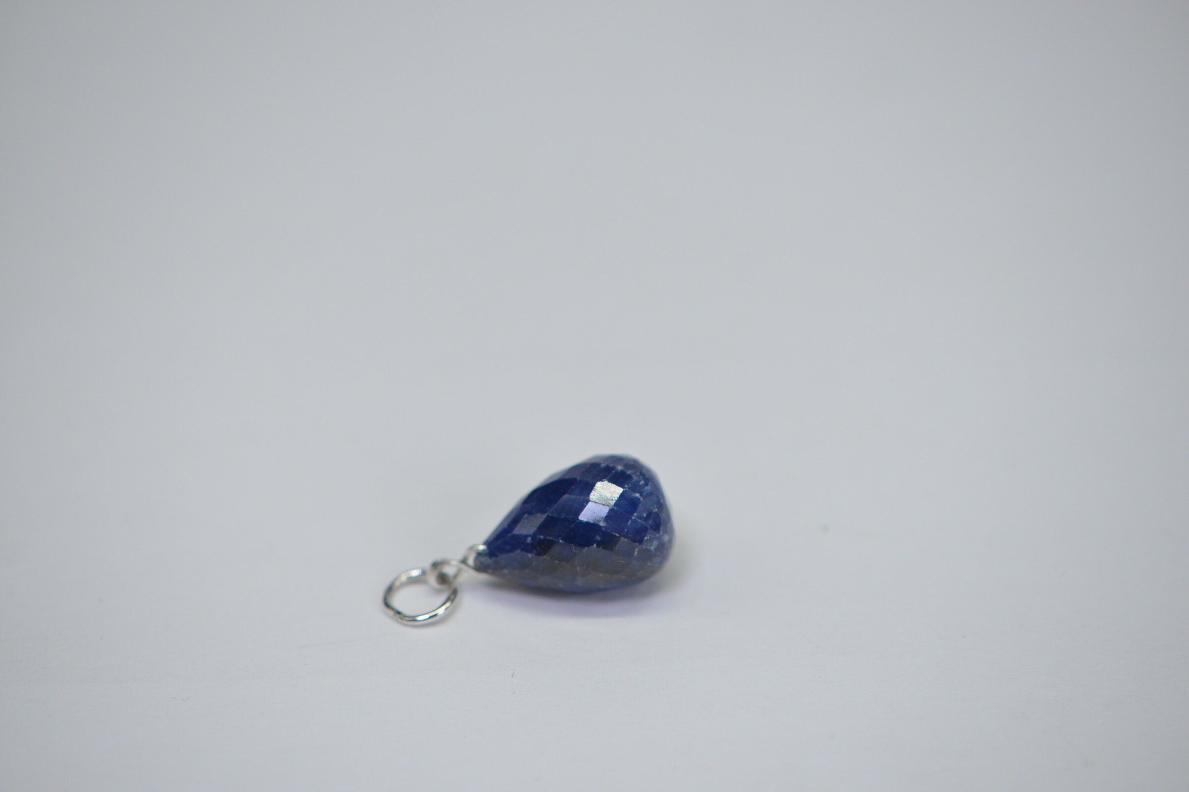 16ctw Sapphire Dark Blue Facet Large Teardrop Charm corundum sapphire