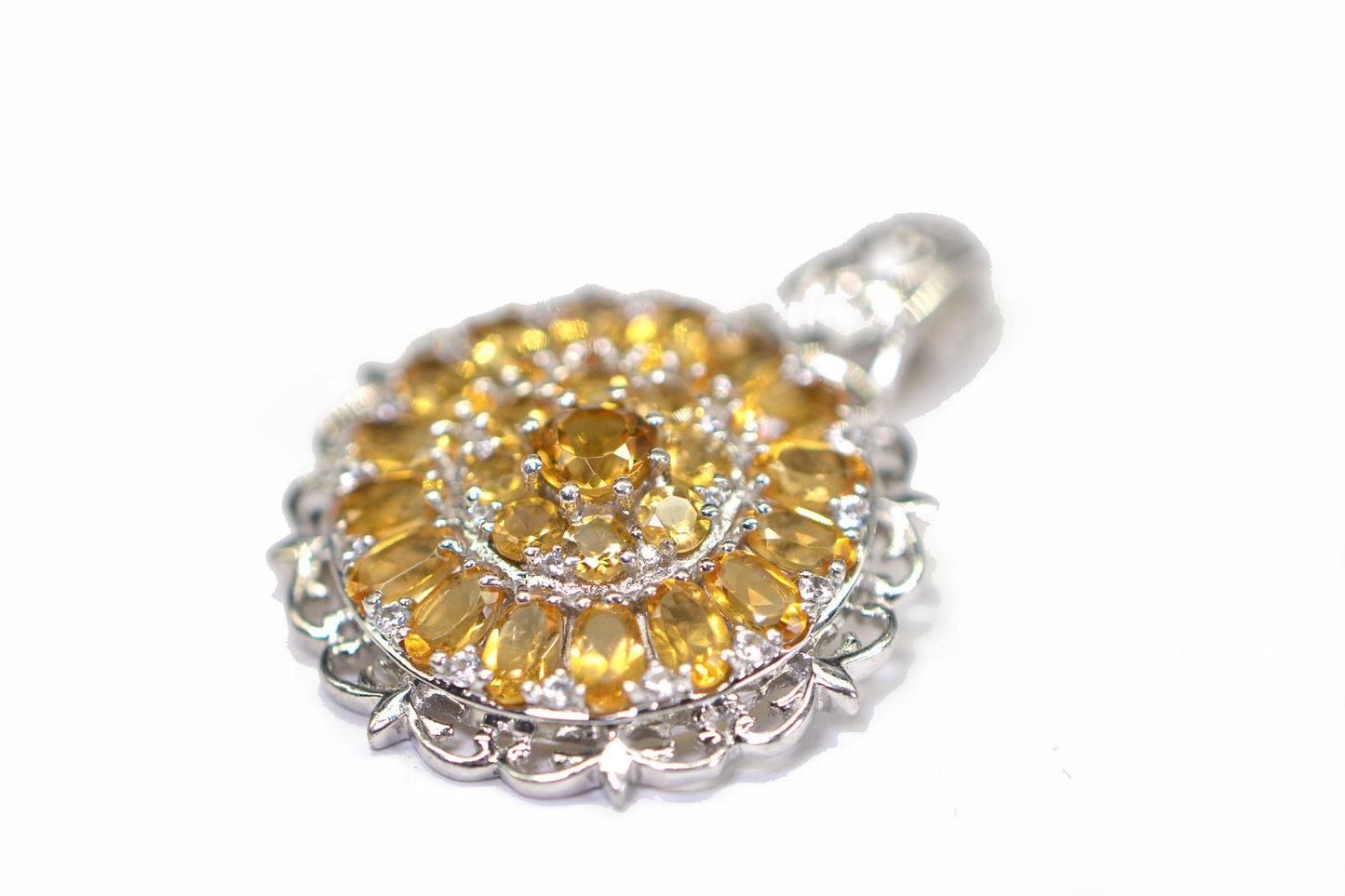 Circle Large Pendant Genuine Garnet Multistone Cluster Enhancer Pendant Mandala