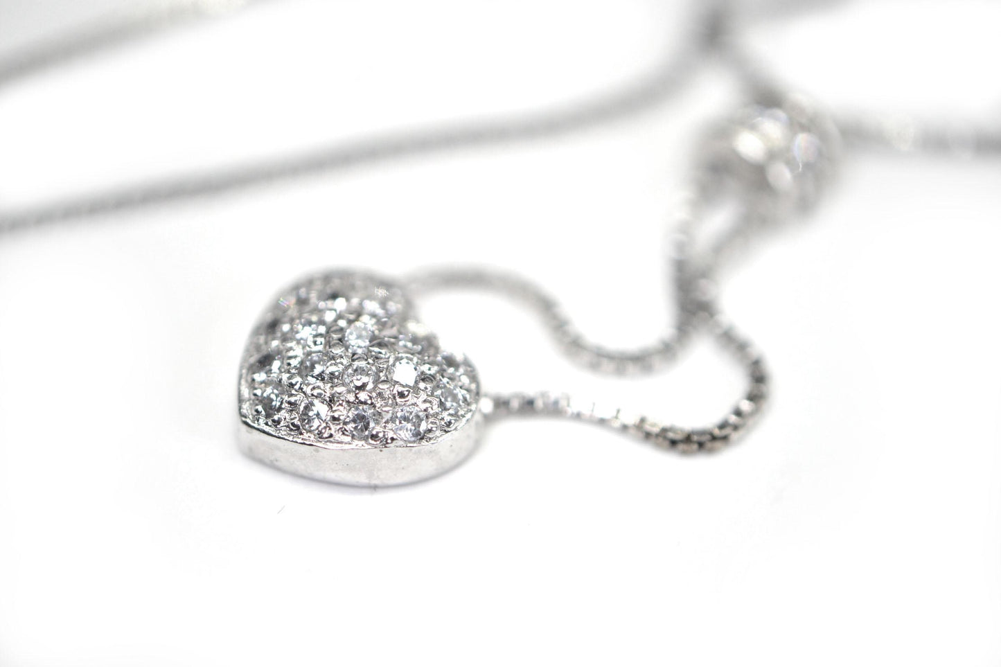 Scatter Diamond Heart Necklaсe Sterling silver Vintage Necklace Lariat  Gift For Daugther Delicate necklace