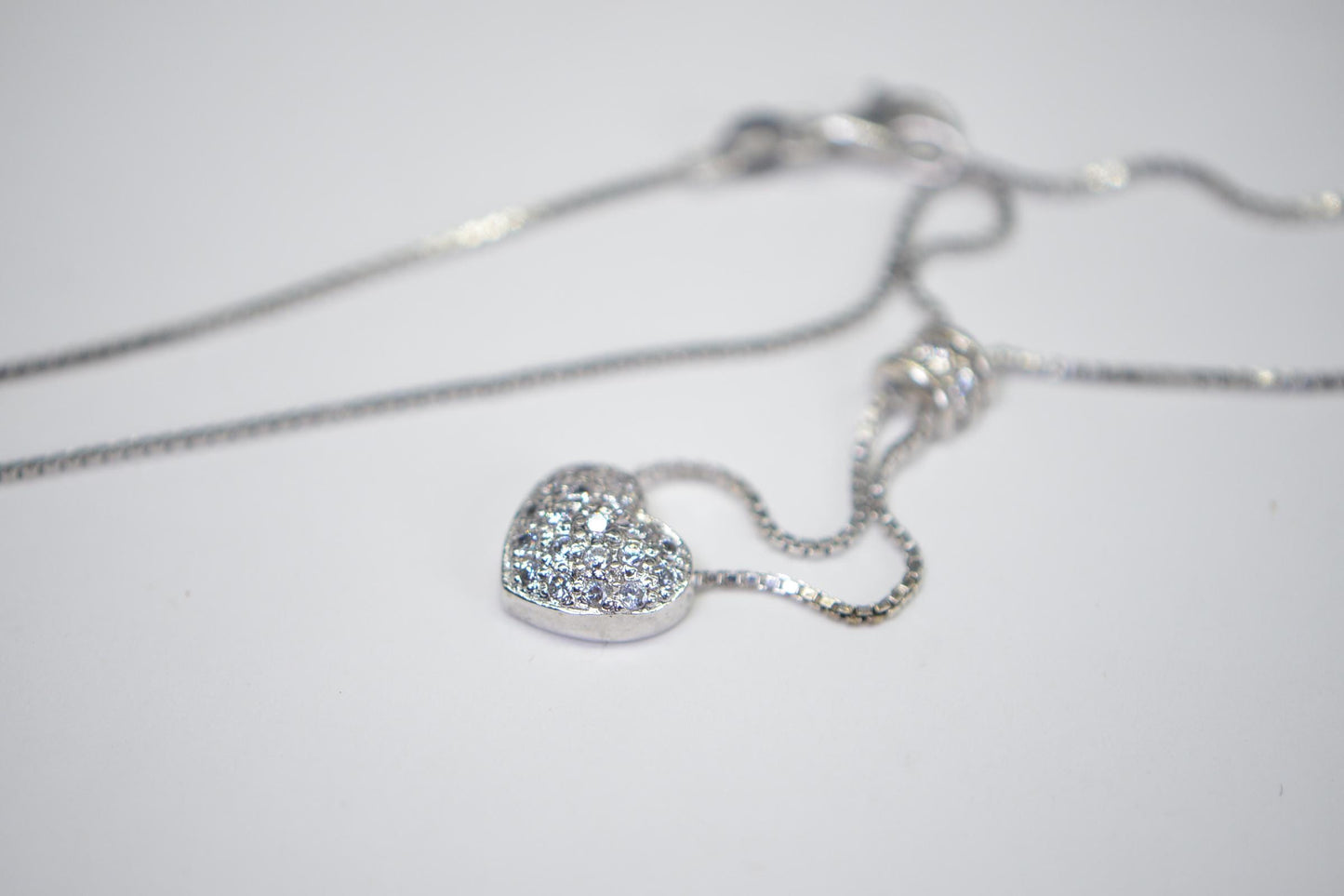 Scatter Diamond Heart Necklaсe Sterling silver Vintage Necklace Lariat  Gift For Daugther Delicate necklace