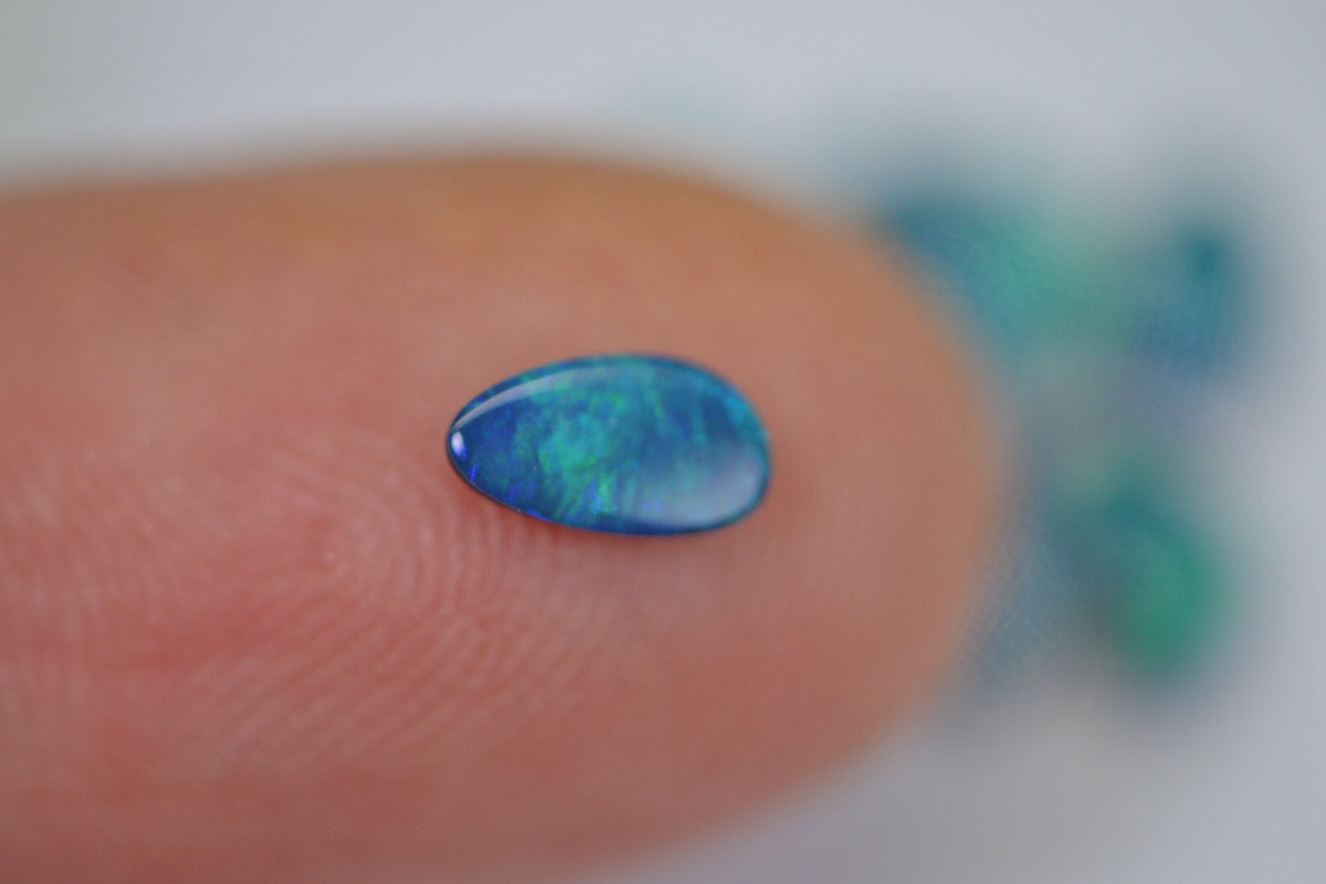 Australian Black Opal Doublet Lot: Metallic Blue Green Freeform Stones