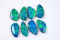 Australian Black Opal Doublet Lot: Metallic Blue Green Freeform Stones