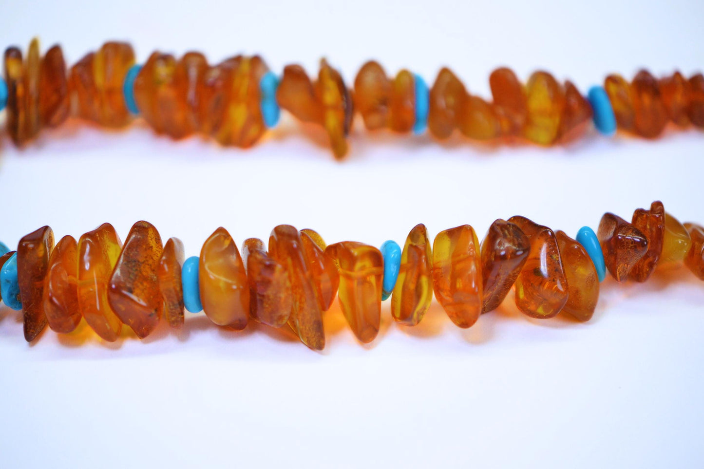 Sleeping Beauty Turquoise & Raw Amber Necklace: Sterling Silver Toggle