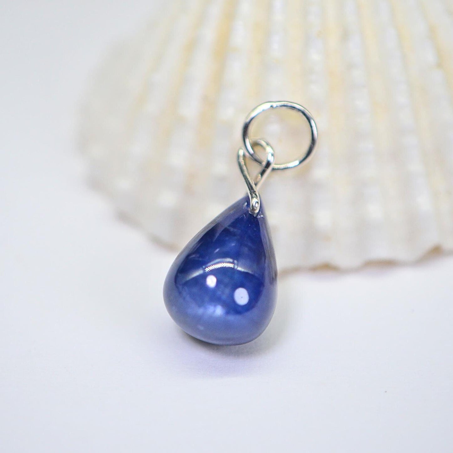 Natural Sapphire Sterling Silver Pendant: Wire Wrapped Birthstone Charm