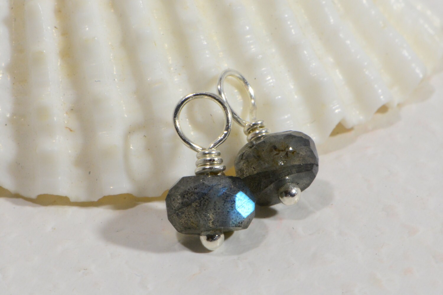 Labradorite Gemstone Sterling Silver Earring Charms