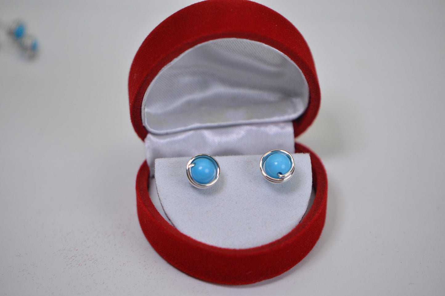 Sleeping Beauty Turquoise Stud Earrings, 14k Gold Filled