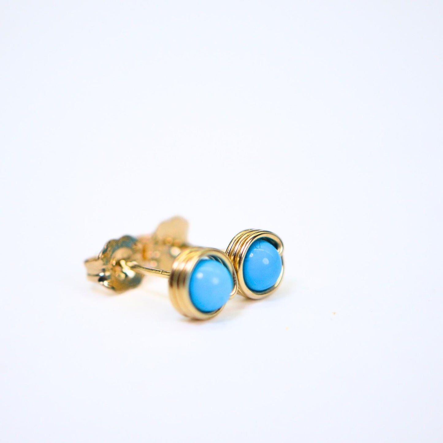 Sleeping Beauty Turquoise Stud Earrings, 14k Gold Filled