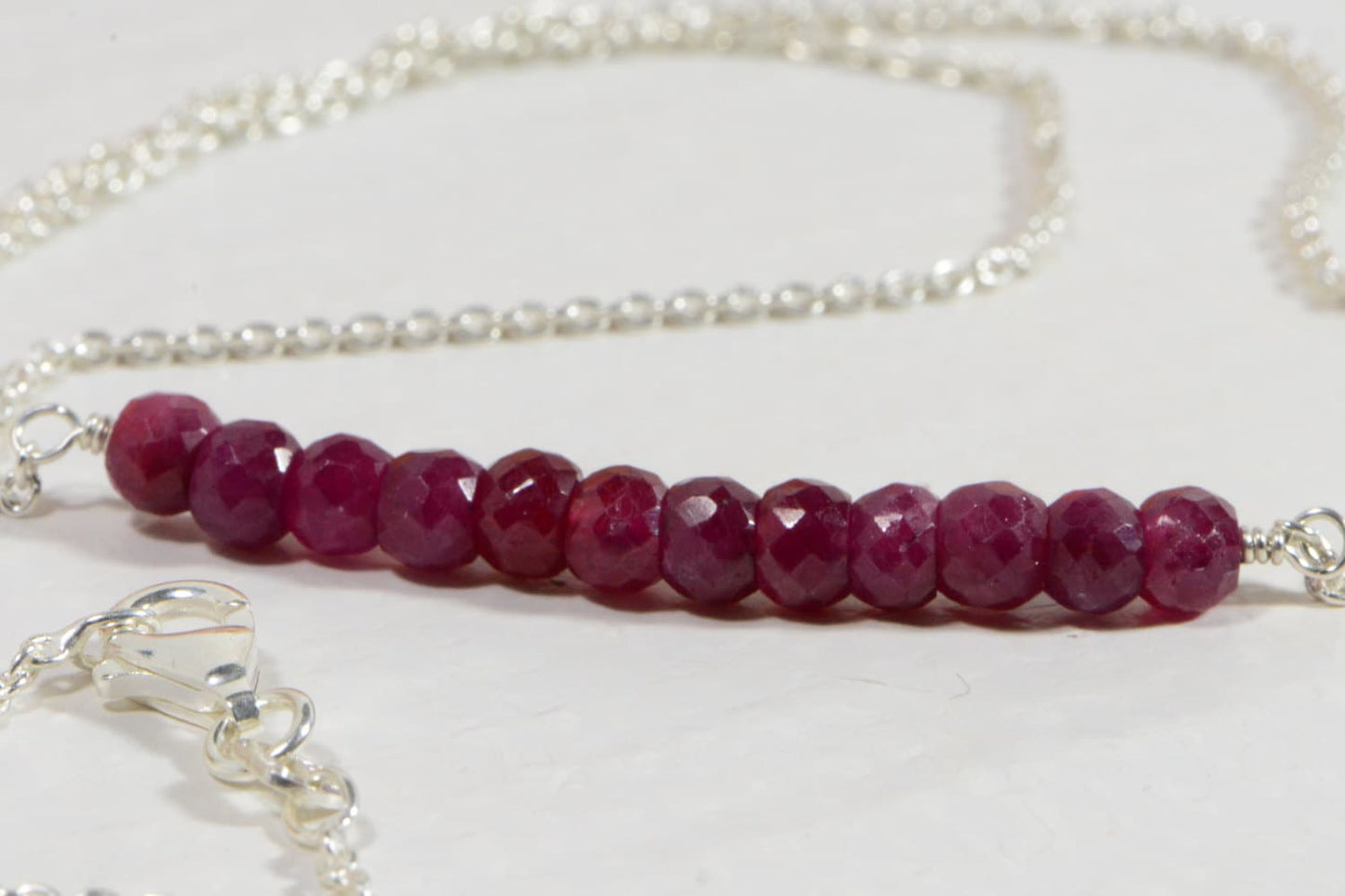 Birthstone Necklace Natural Ruby Necklace On sterling silver 925 Chain  Mothers Day Gift