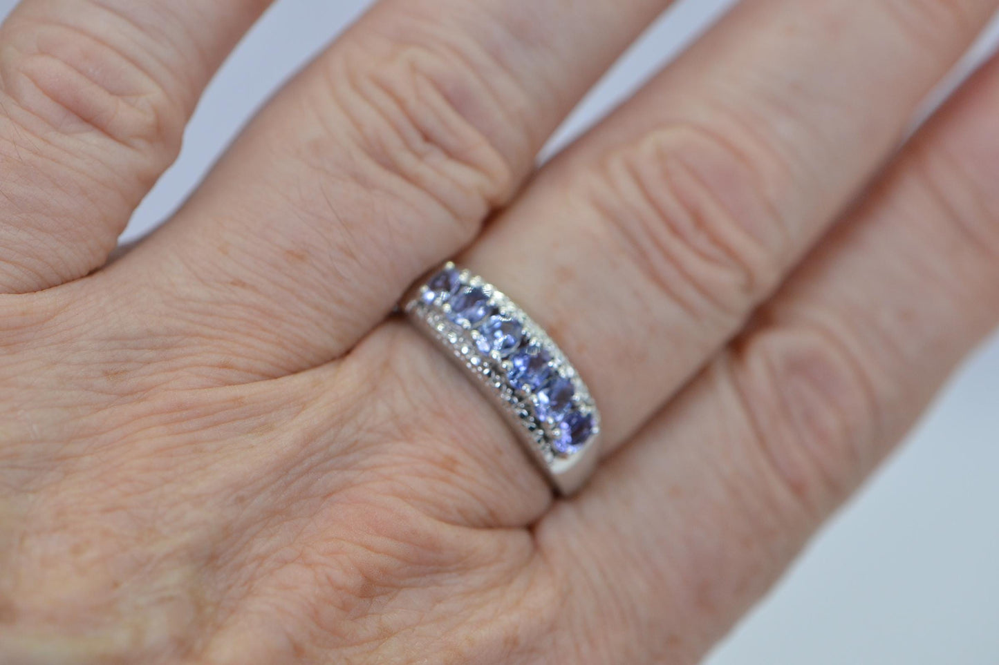 Tanzanite Cluster Ring: Sterling Silver Cocktail Band, December Birthstone