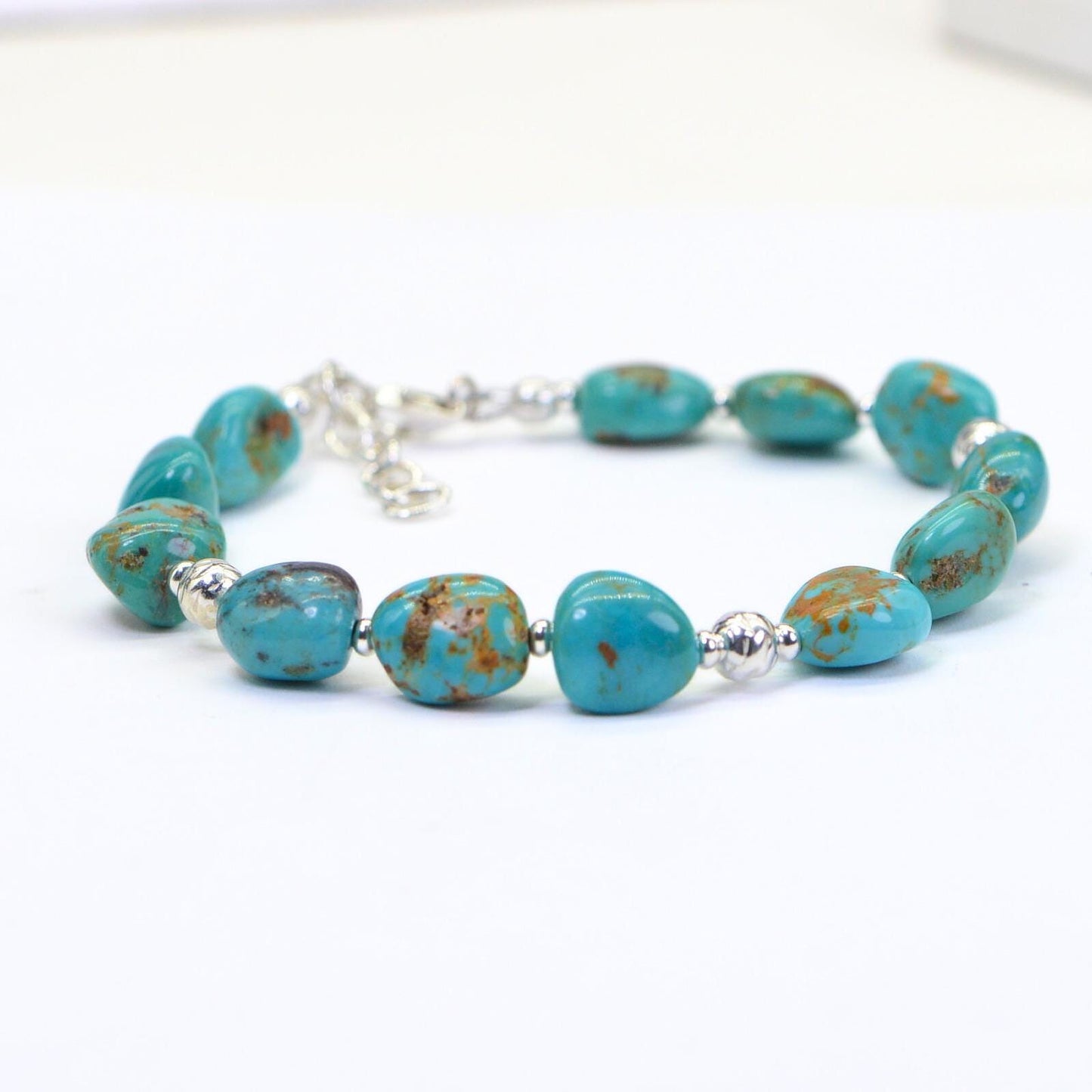 Natural Kingman Turquoise Nugget Bracelet: Untreated Gemstone Beaded