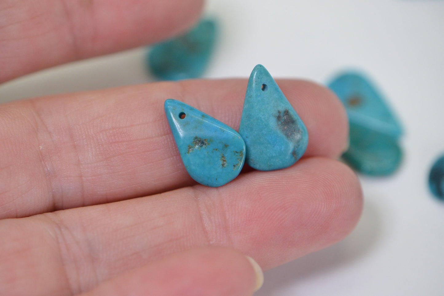 Raw Turquoise Kingman slabs  Arizona Mine Blue Turquoise  Small Teardrops loose beads