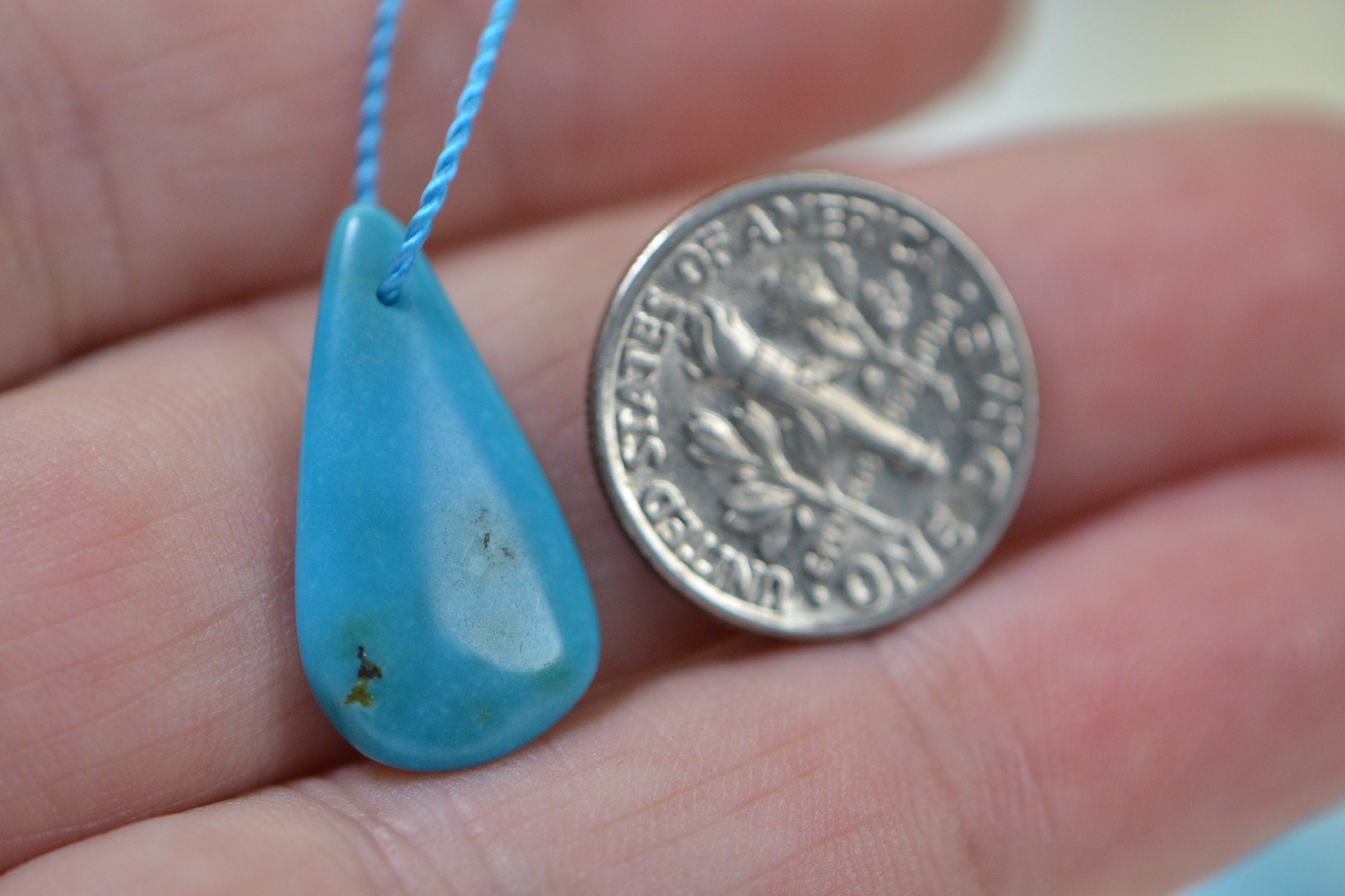 Arizona Turquoise Sleeping Beauty Teardrop Large Front Drilled Raw Slab Turquoise