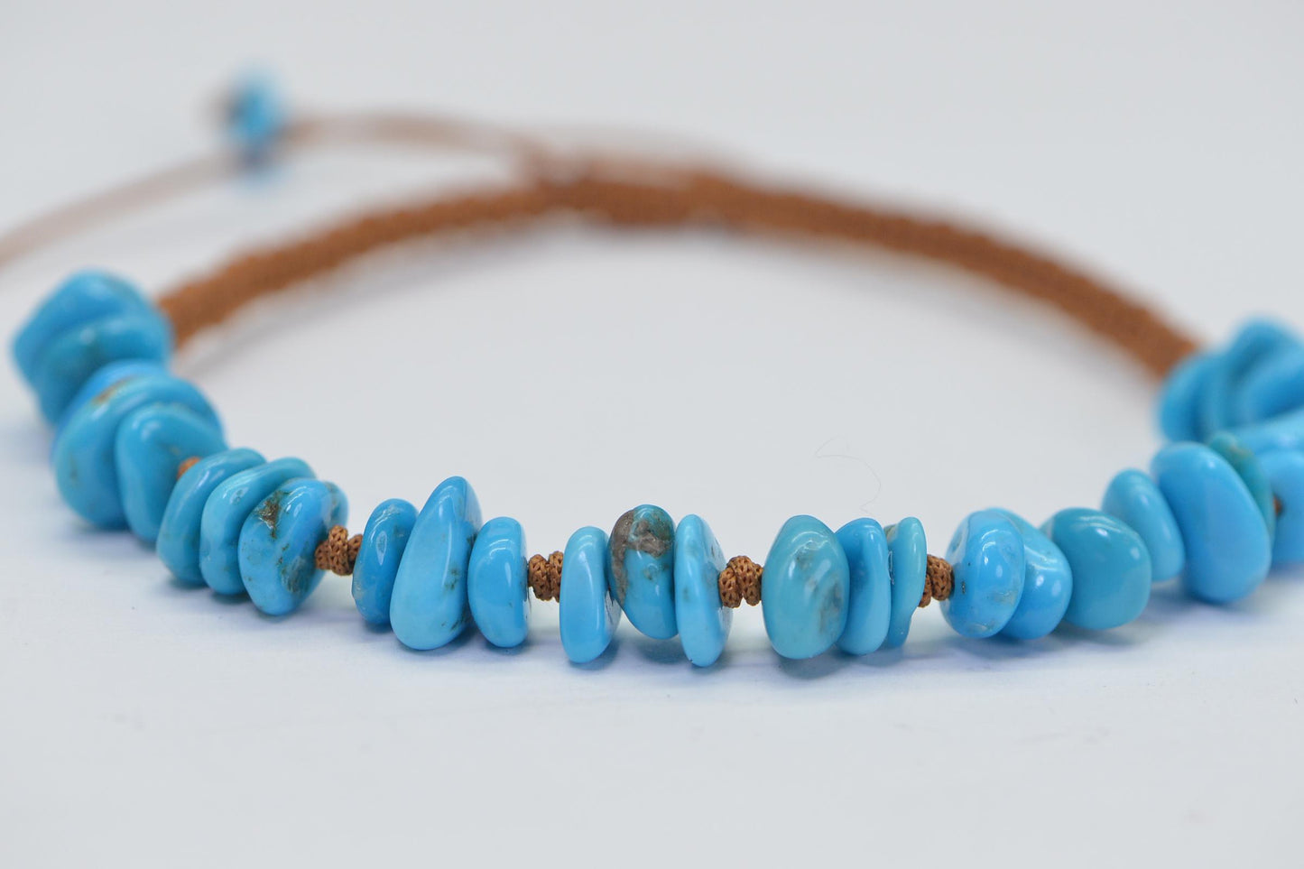 Sleeping Beauty Turquoise Chip Bracelet: Macrame Knotted, Untreated Gemstone