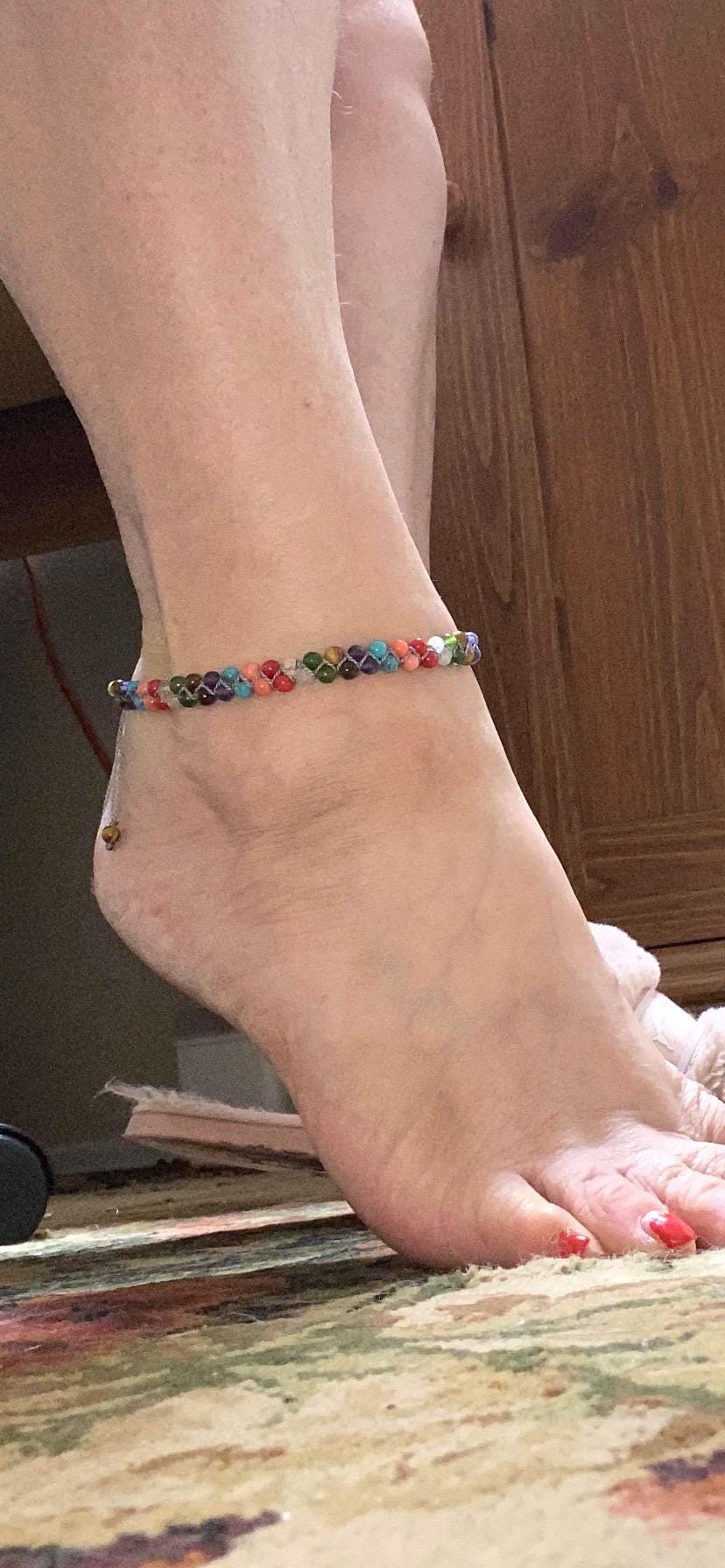 Macrame Chakra Bracelet: Multi-Stone Beaded Anklet