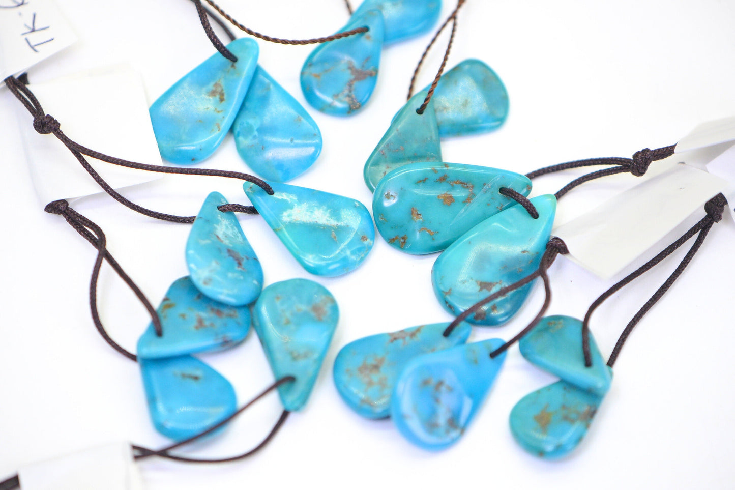 Kingman Turquoise Teardrop Beads: Arizona Blue Gemstone Pair