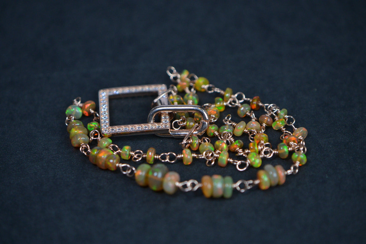 Ethiopian Opal Choker: Brown Orange Gemstone, 14K Rose Gold Filled