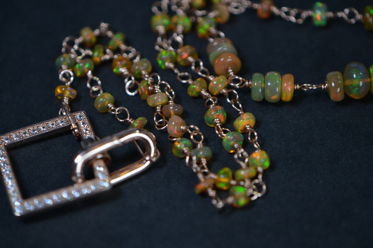 Ethiopian Opal Choker: Brown Orange Gemstone, 14K Rose Gold Filled