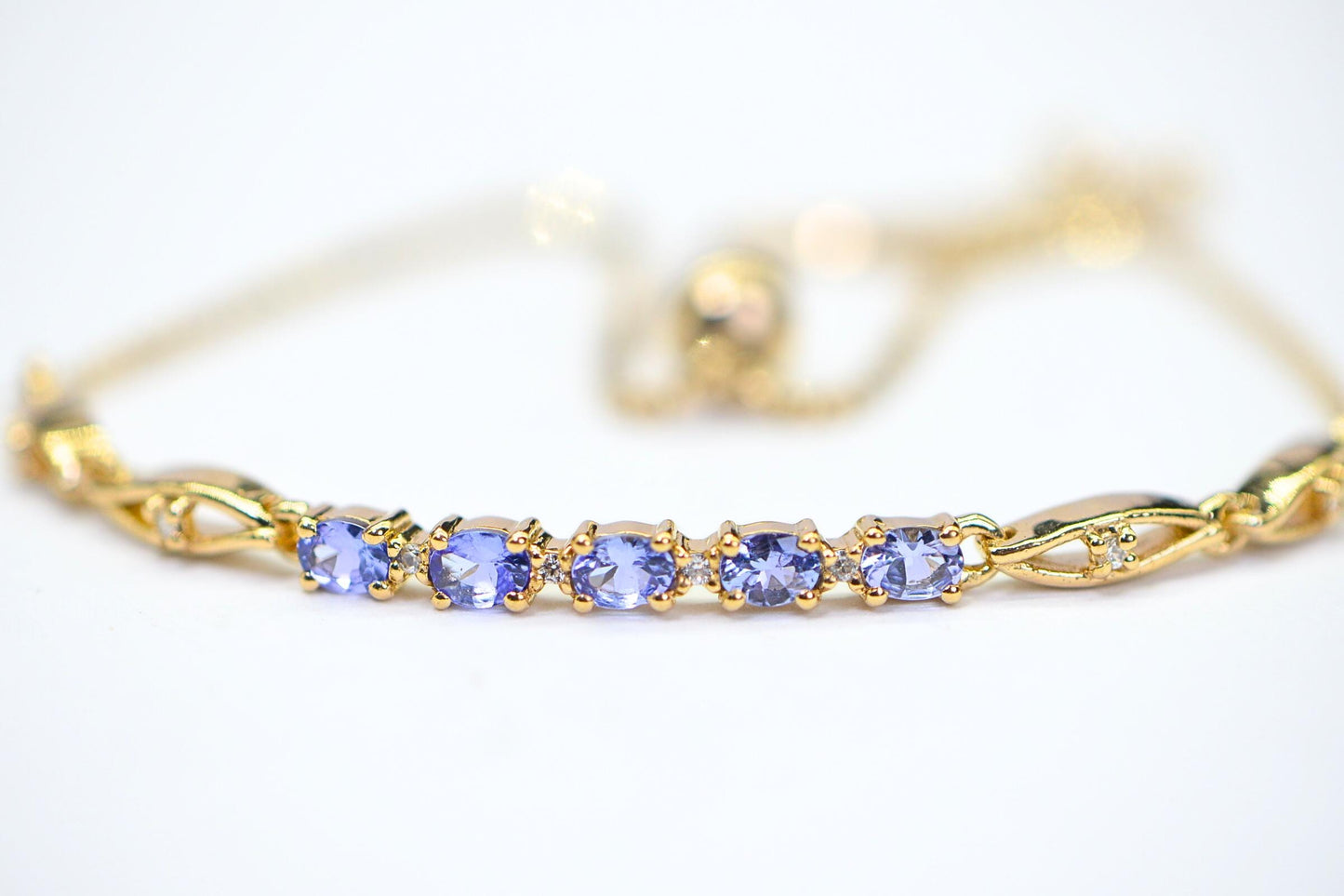 Tanzanite Bracelet  Bolo Adjusted Bracelet in Platinum Over 925 Sterling Silver