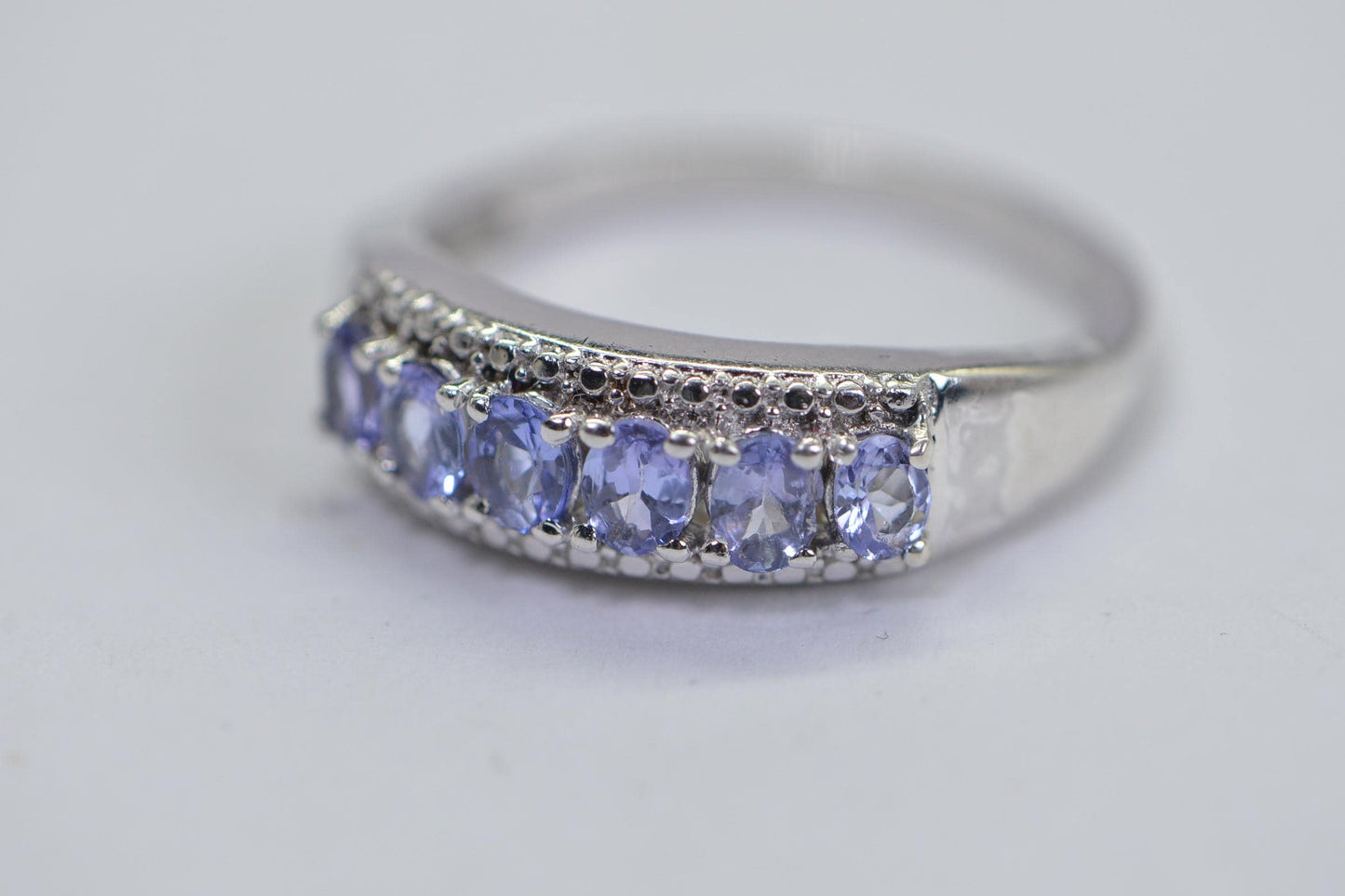 Tanzanite Cluster Ring: Sterling Silver Cocktail Band, December Birthstone