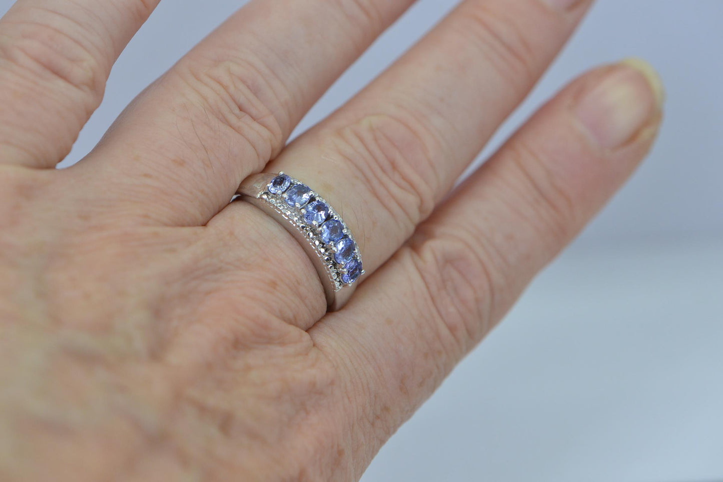 Tanzanite Cluster Ring: Sterling Silver Cocktail Band, December Birthstone