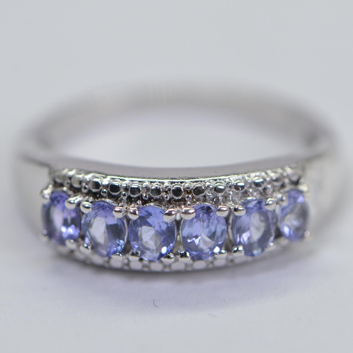 Tanzanite Cluster Ring: Sterling Silver Cocktail Band, December Birthstone