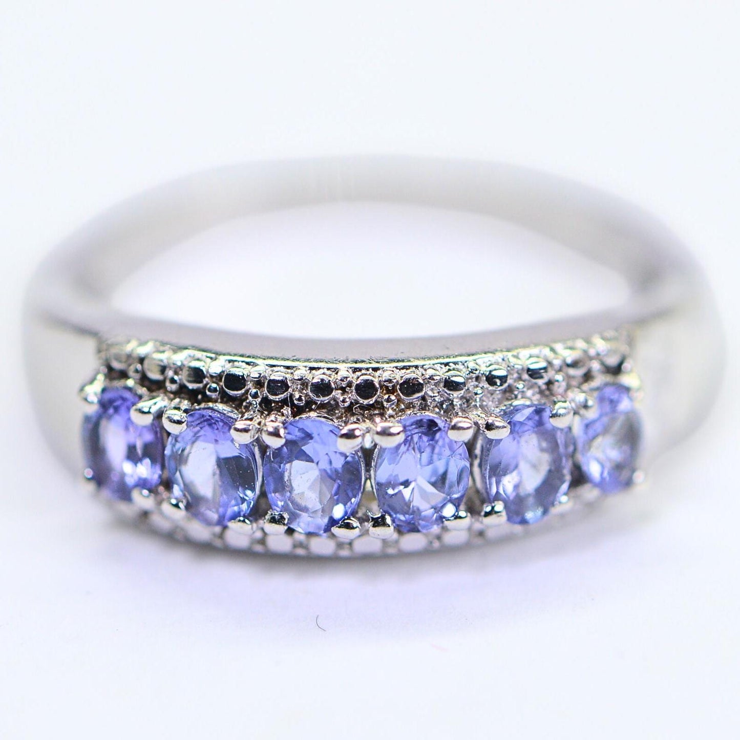 Tanzanite Cluster Ring: Sterling Silver Cocktail Band, December Birthstone
