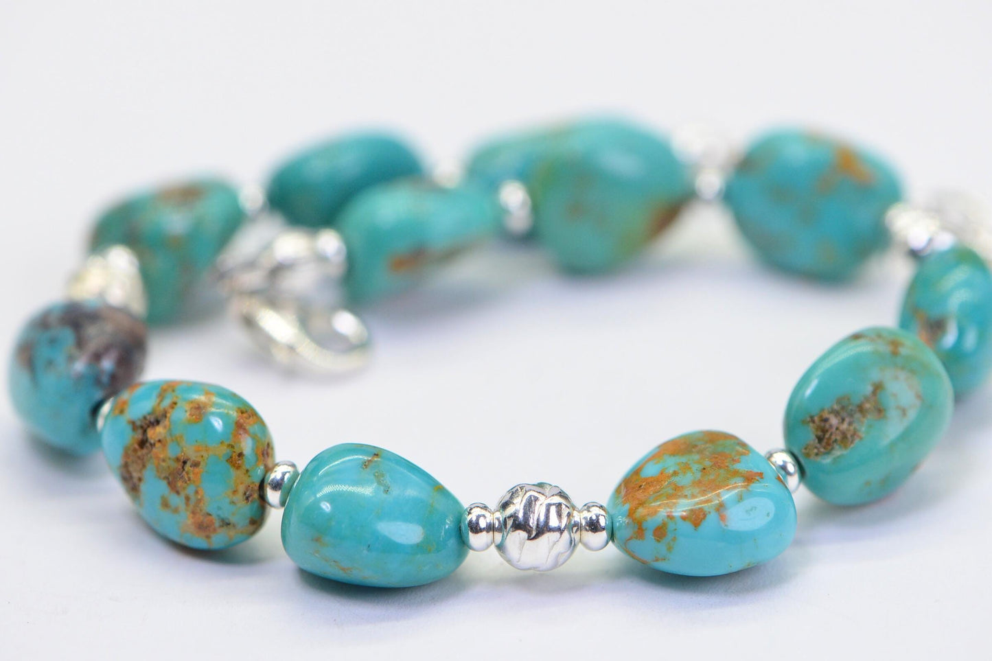 Natural Kingman Turquoise Nugget Bracelet: Untreated Gemstone Beaded