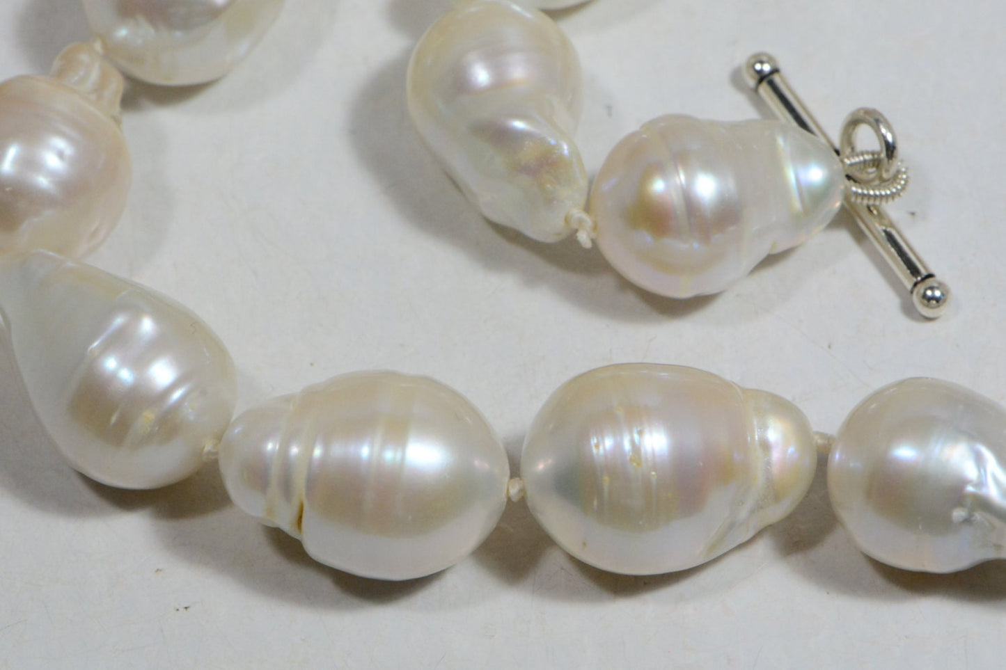 Baroque Pearl Necklace, Huge 925 Silver Clasp, 17 inch