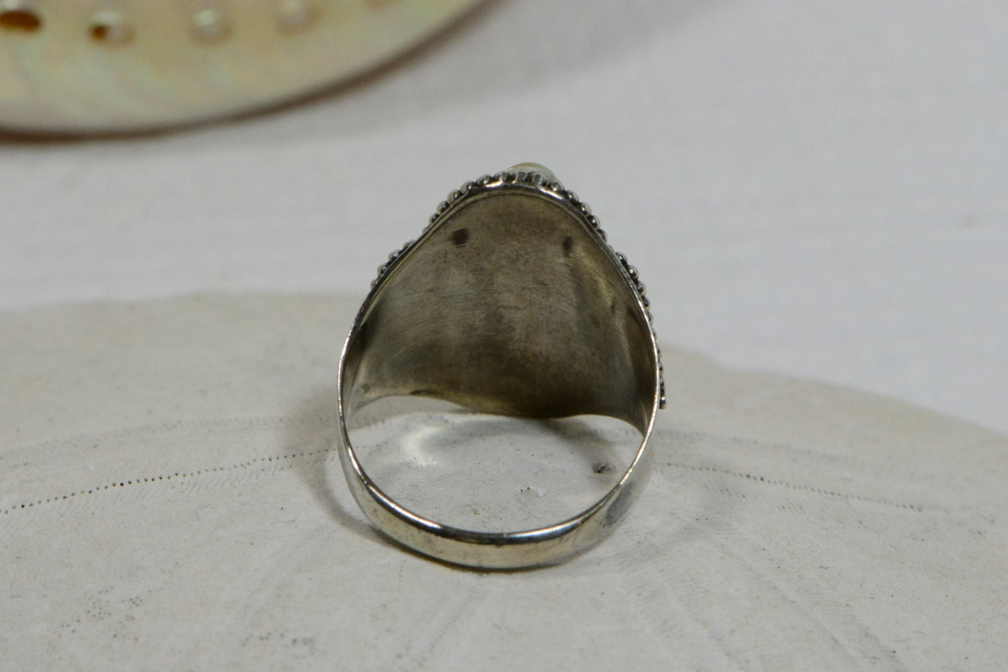 Ethiopian Opal Ring Sterling Silver size 7,October Birthstone, Victorian style ring