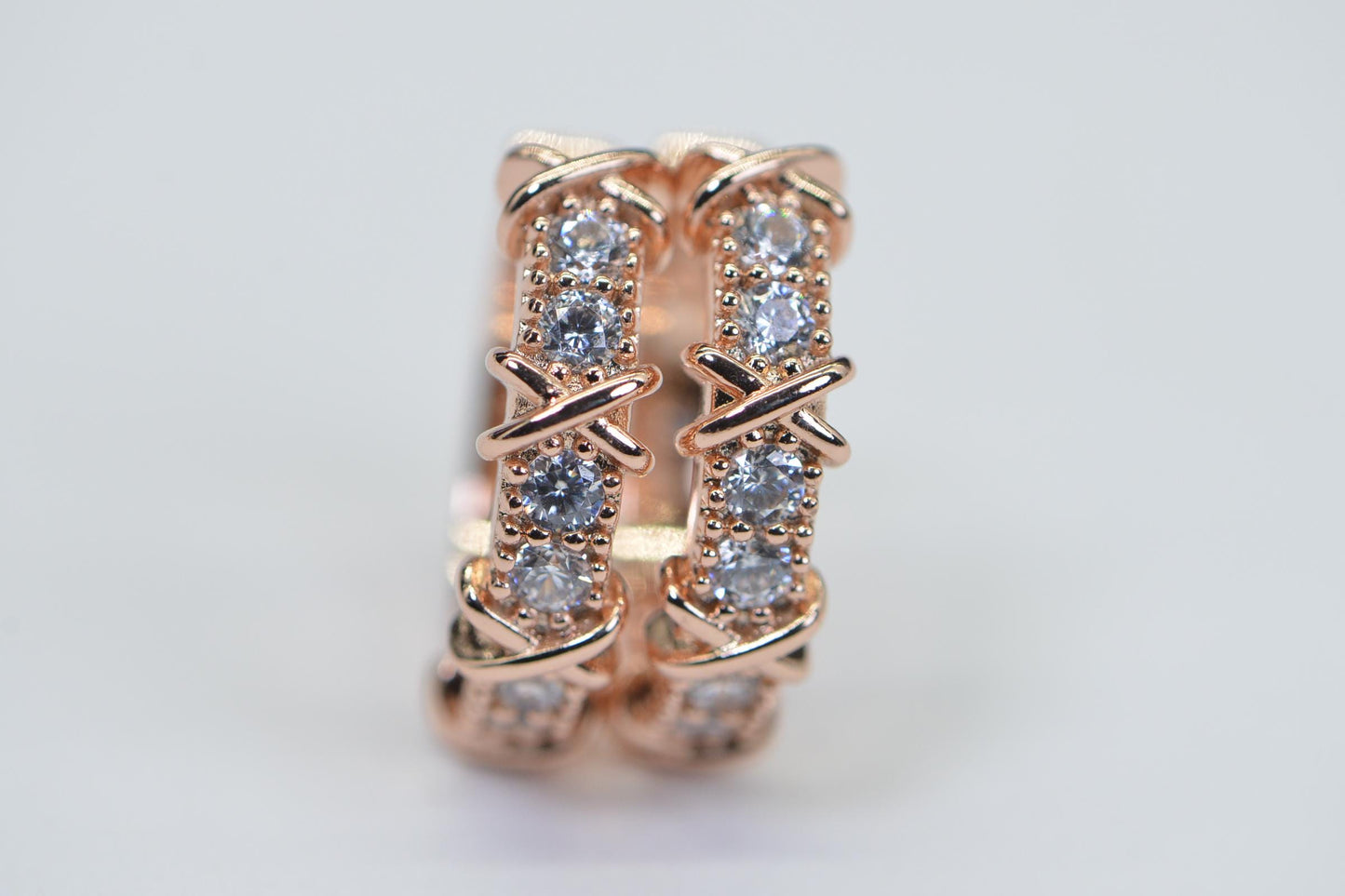 14K Rose Gold Plated Hoop Earrings with Cubic Zirconia