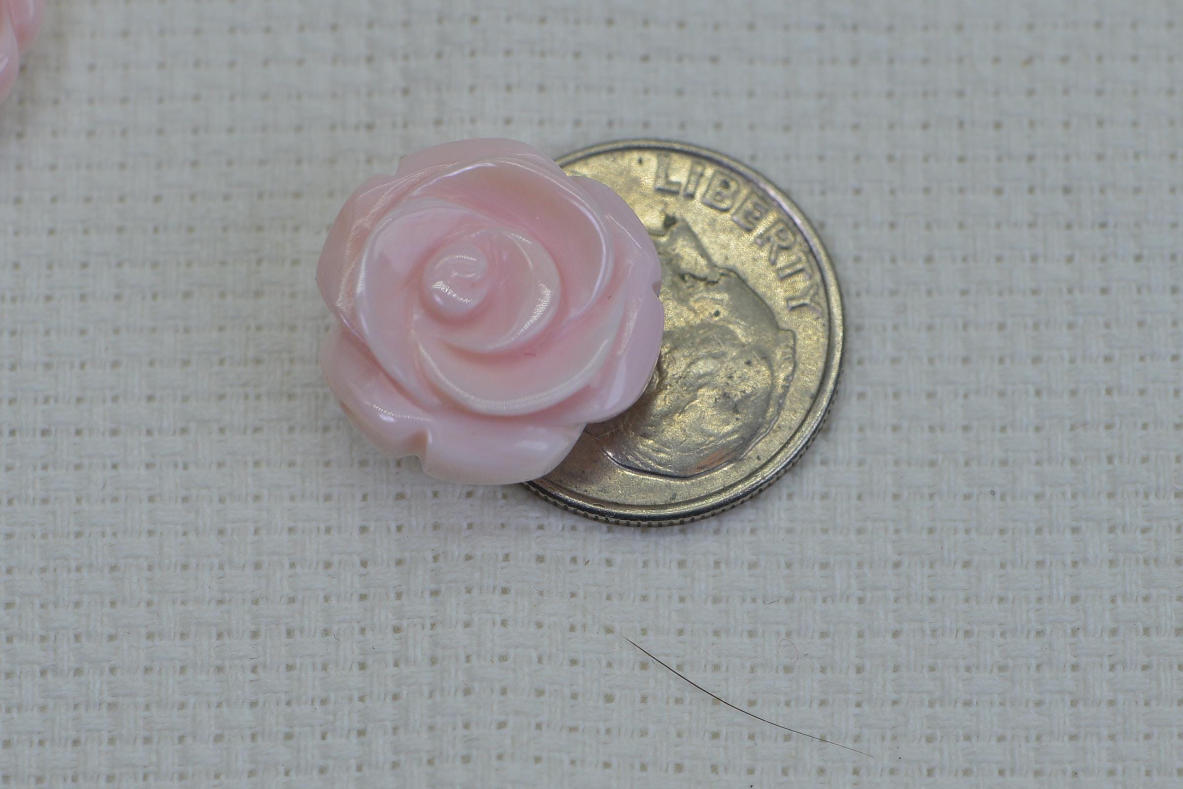 Queen Conch Shell Carved Rose Beads: Peach Pink Gemstone (2pcs)