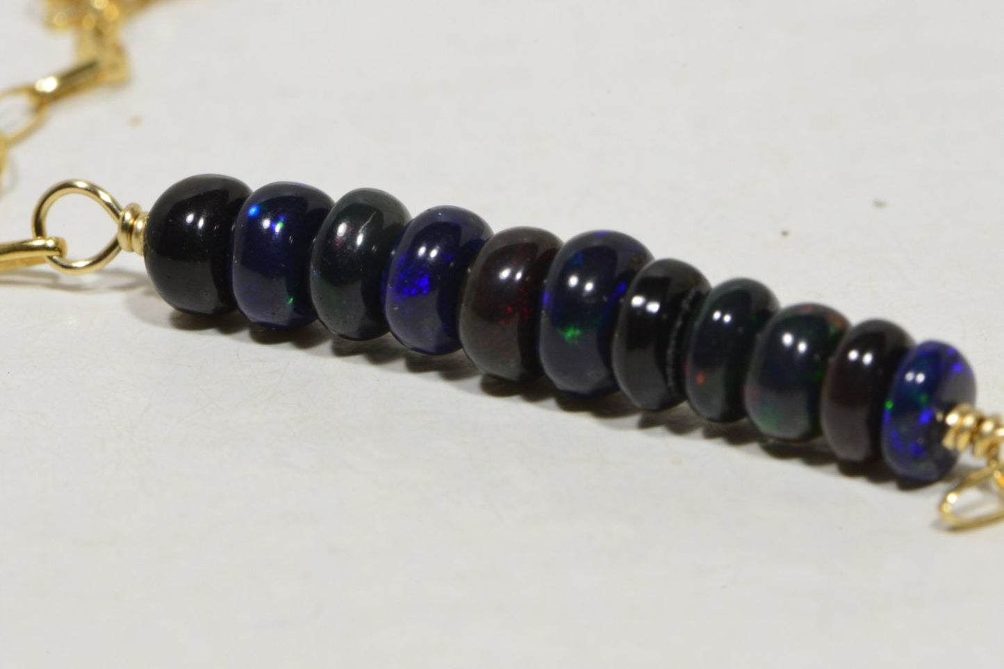 Ethiopian Black Opal Necklace, 14K Gold Filled Bar, Birthstone Jewelry