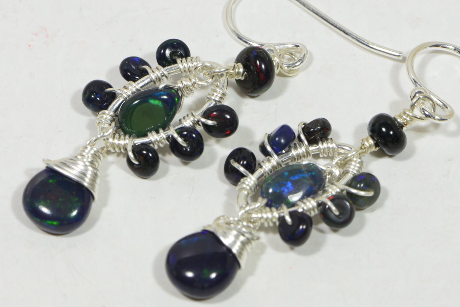 Black Opal Sterling Silver Earrings: Ethiopian Gemstone Jewelry