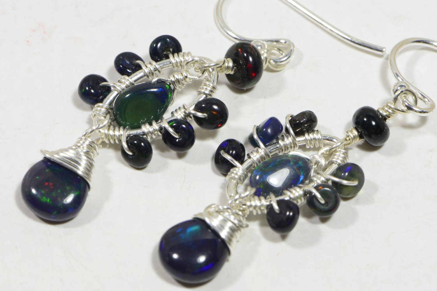 Black Opal Sterling Silver Earrings: Ethiopian Gemstone Jewelry