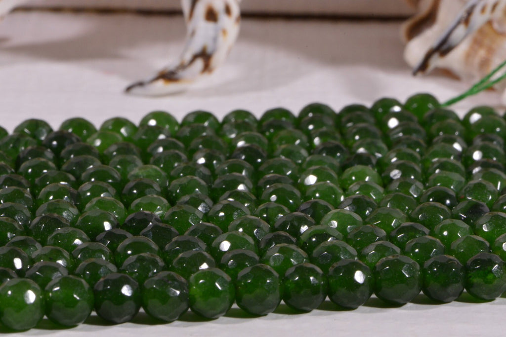 Faceted Jade Beads 6mm: Natural Gemstone Jewelry Making Supplies