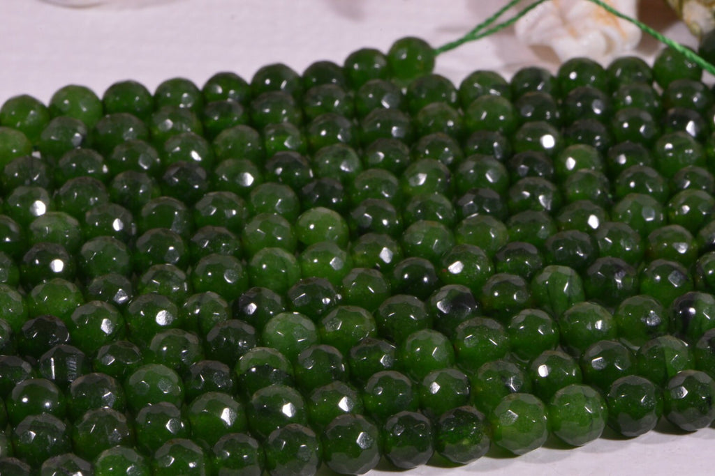 Faceted Jade Beads 6mm: Natural Gemstone Jewelry Making Supplies