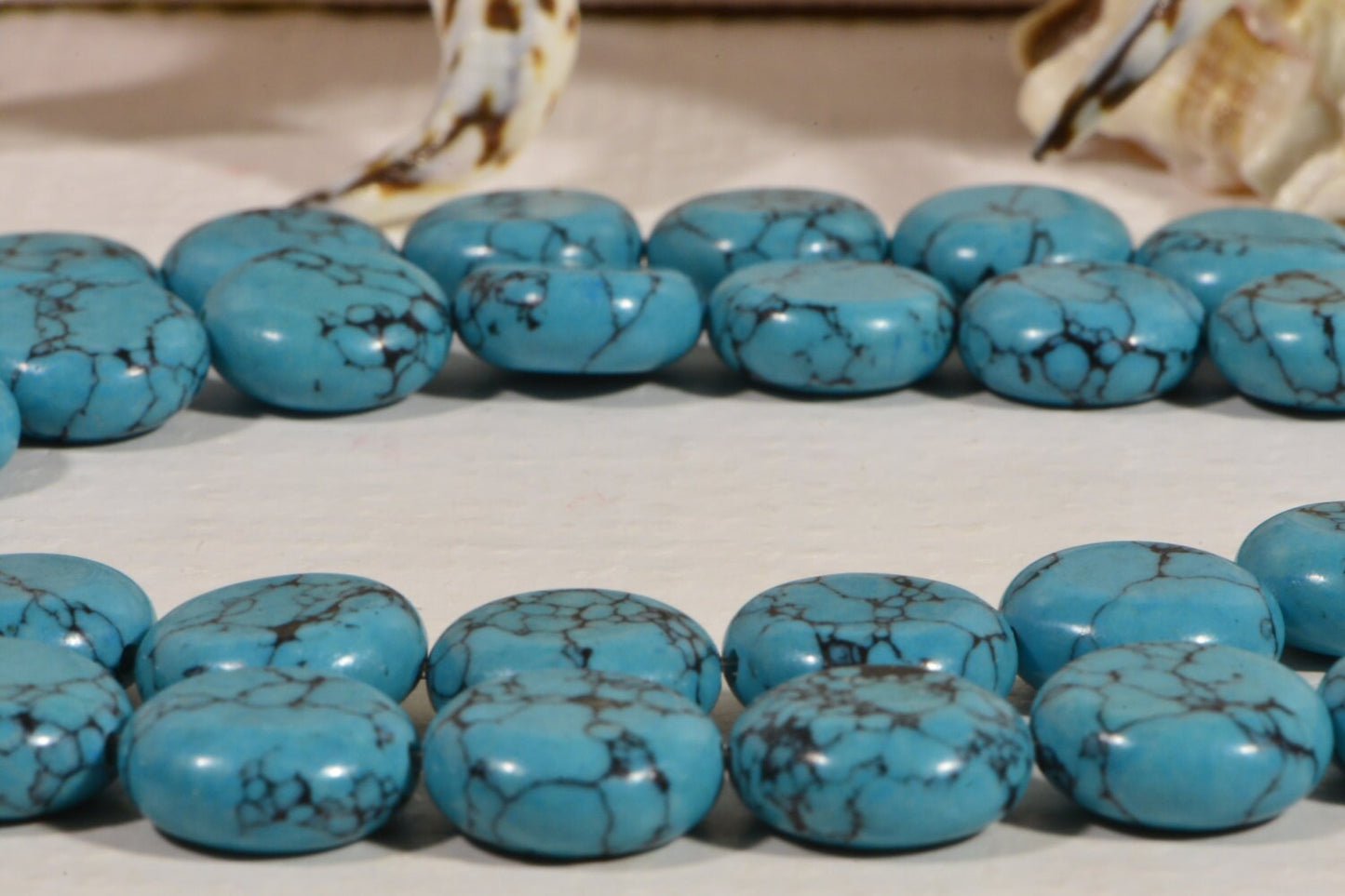 Dyed Magnesite Coin Beads: Turquoise Style, 16" Strand