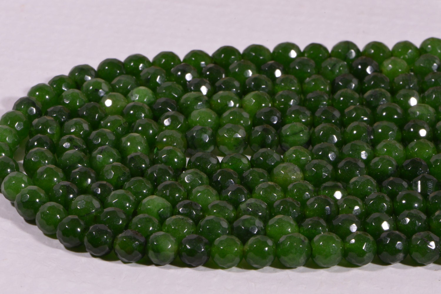 Faceted Jade Beads 6mm: Natural Gemstone Jewelry Making Supplies
