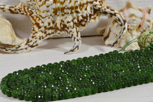 Faceted Jade Beads 6mm: Natural Gemstone Jewelry Making Supplies