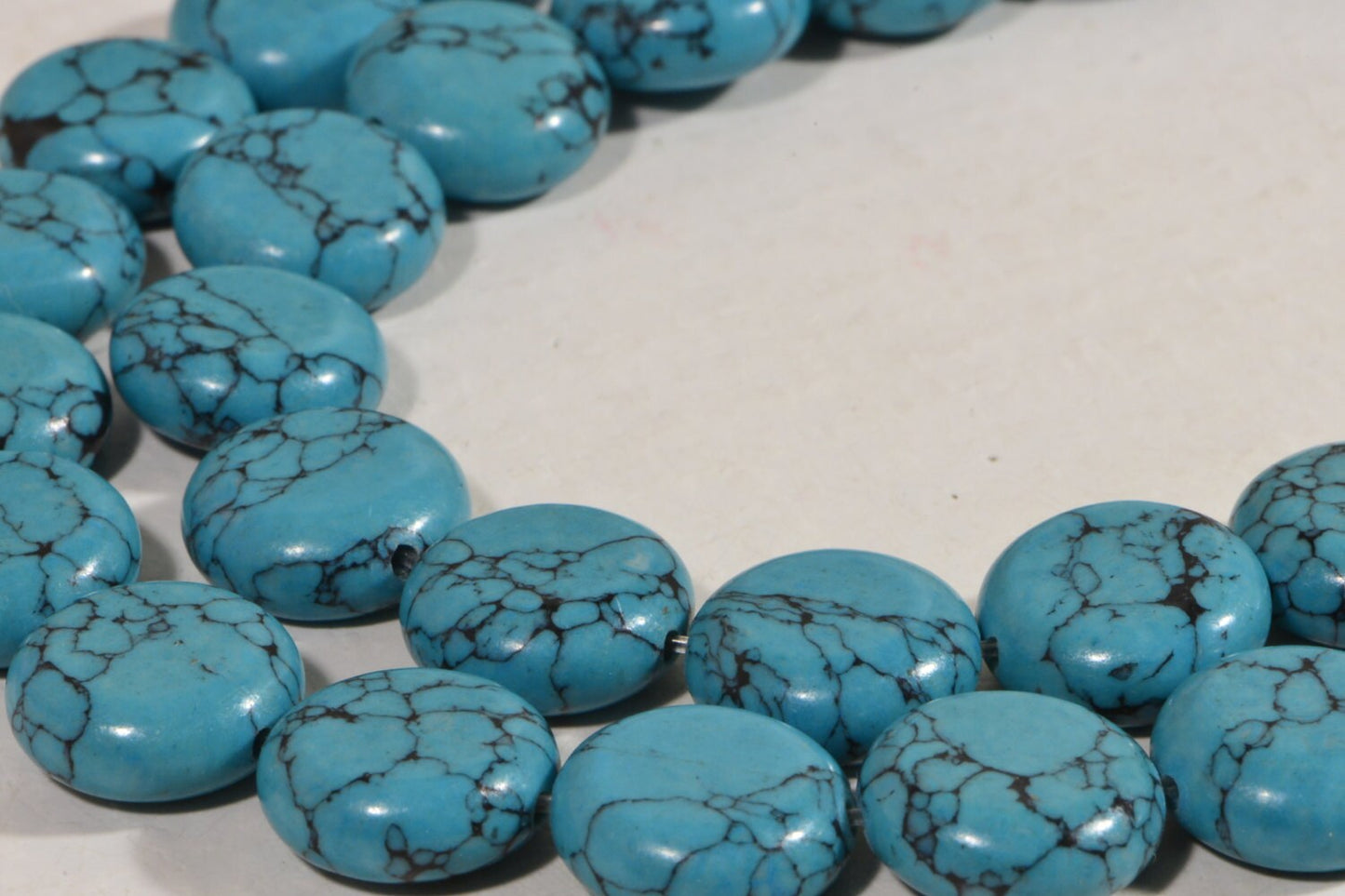 Dyed Magnesite Coin Beads: Turquoise Style, 16" Strand