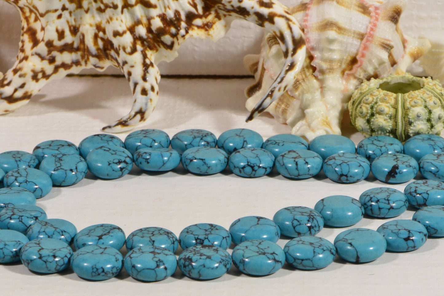Dyed Magnesite Coin Beads: Turquoise Style, 16" Strand