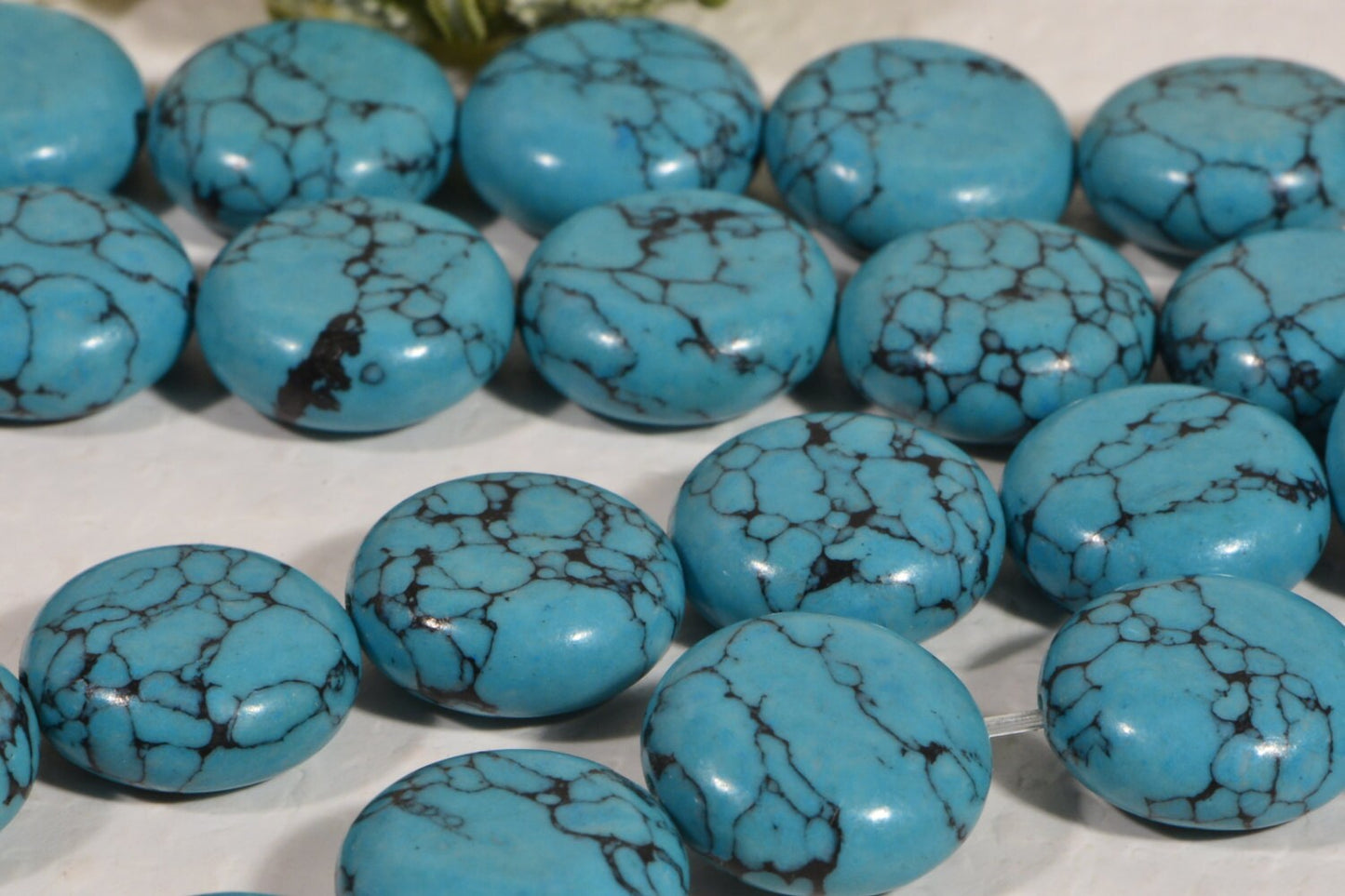 Dyed Magnesite Coin Beads: Turquoise Style, 16" Strand