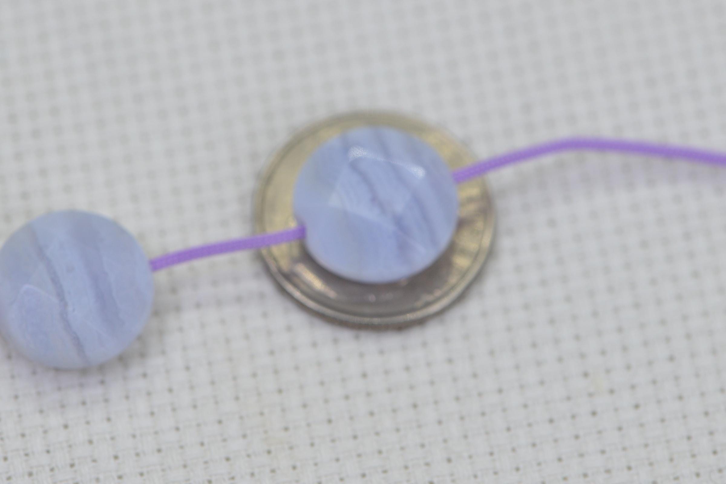 Faceted Blue Lace Agate Coin Beads: Jewelry Making (2 Beads)