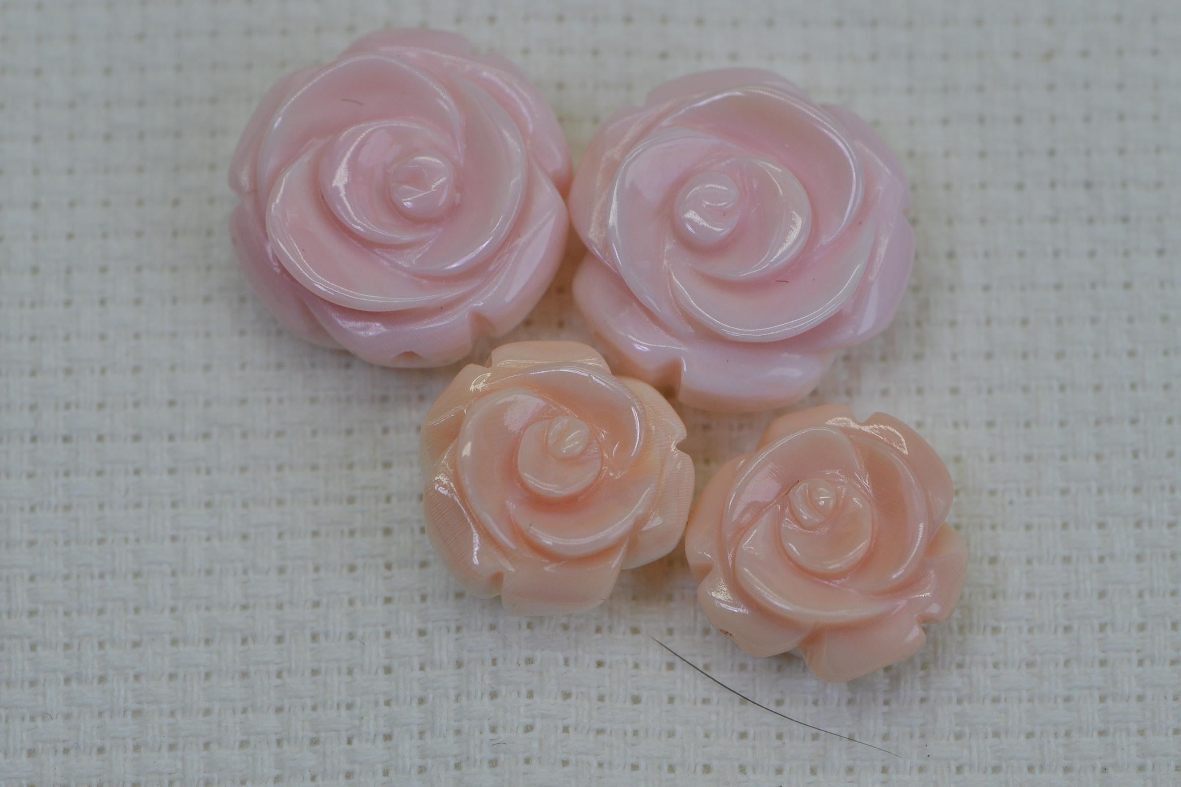 Queen Conch Shell Carved Rose Beads: Peach Pink Gemstone (2pcs)