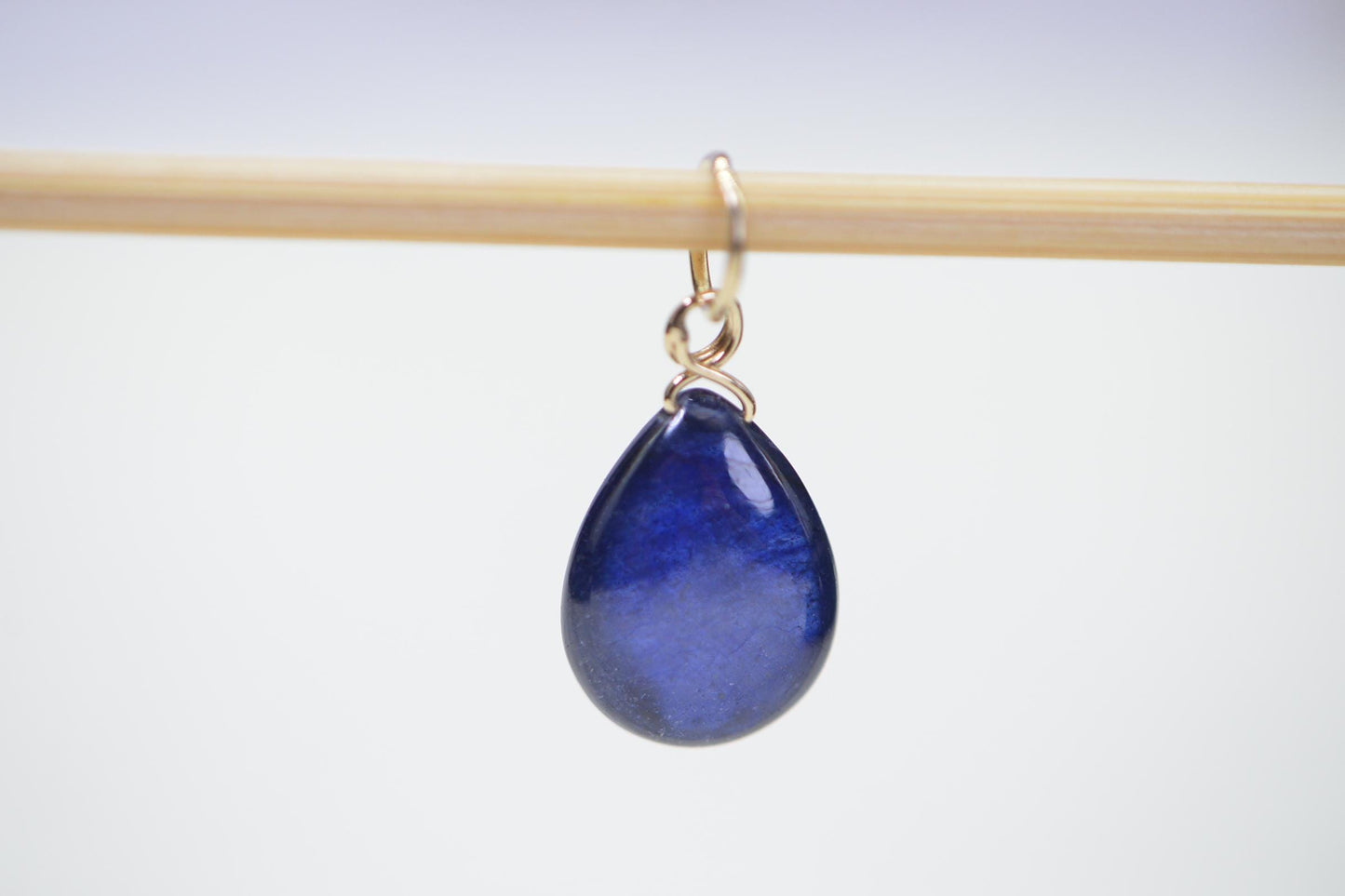 6ct Natural Sapphire 14K Solid Gold Pendant: Wire Wrapped Birthstone Charm