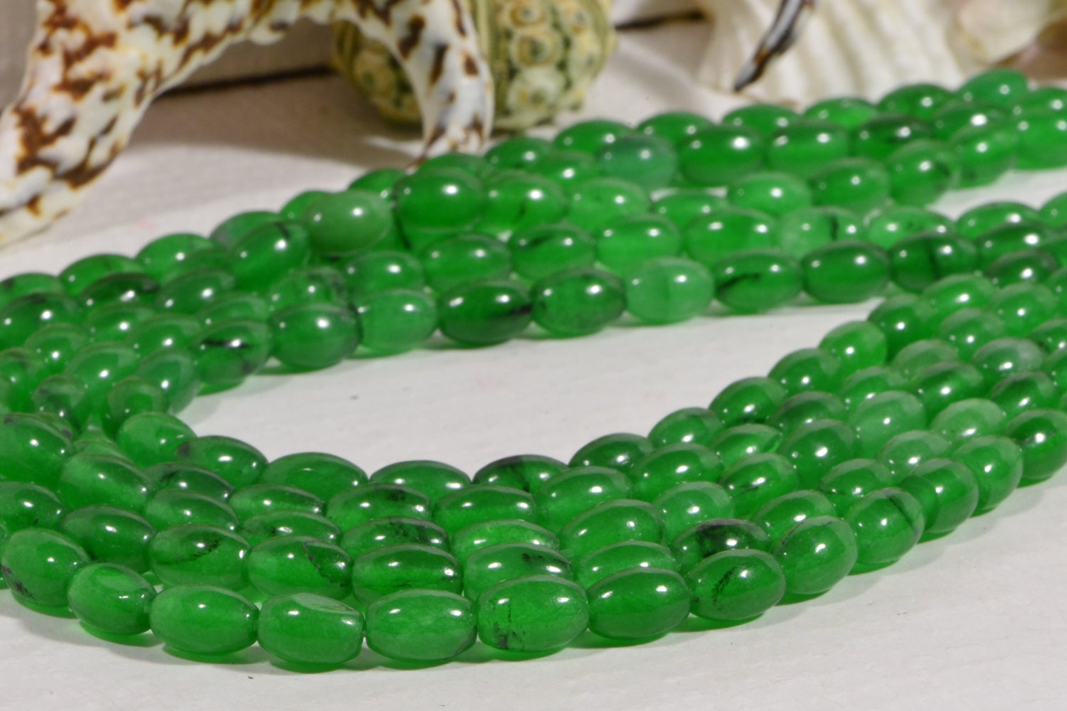 Jade Beads 9x6mm Natural Gemstone Beads Jewelry Making Supplies