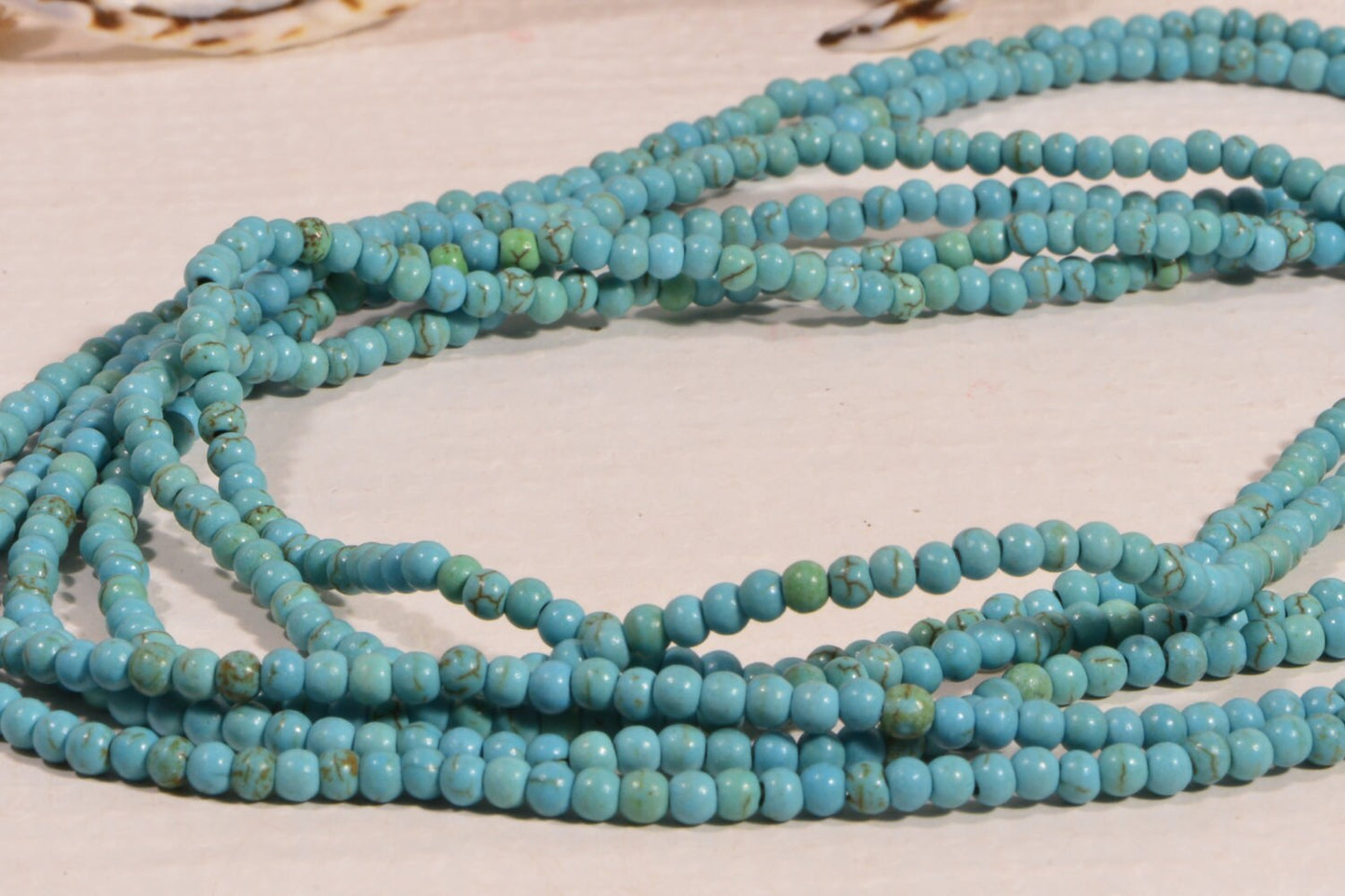 3.3mm Sky Blue Magnesite Beads: Turquoise Style, 15.5" Strand
