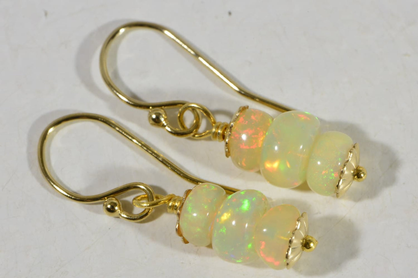 Ethiopian Opal Dangle Earrings, 14K Gold Filled Wire