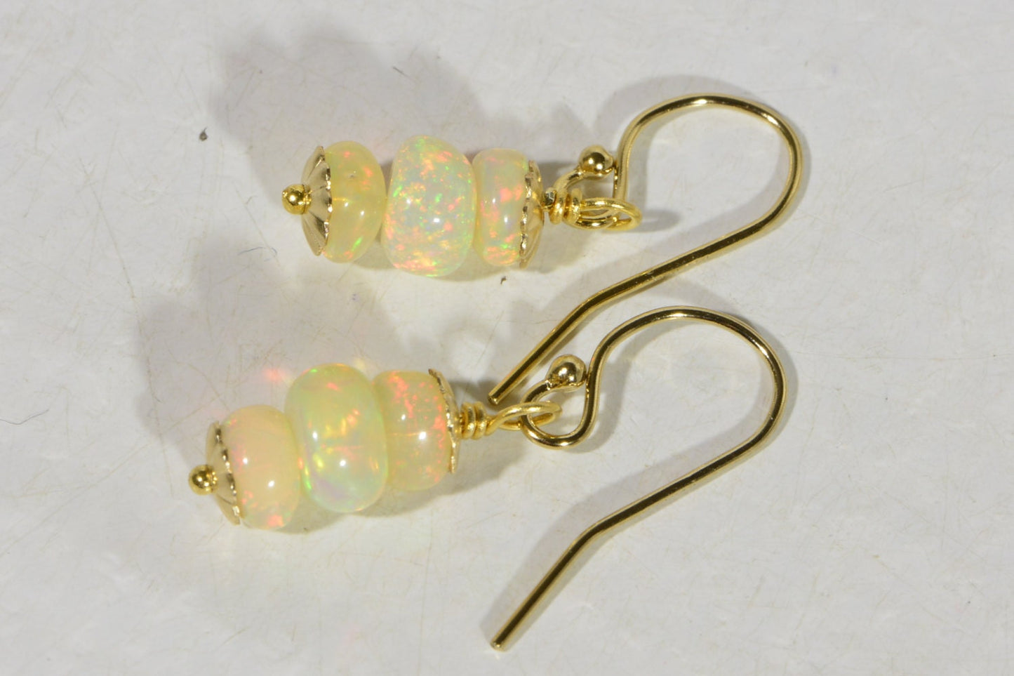 Ethiopian Opal Dangle Earrings, 14K Gold Filled Wire